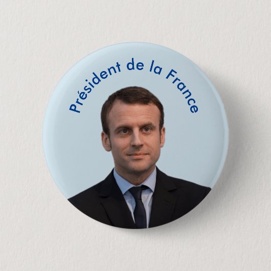 Président de la France Emmanuel Macron Ronde Button 5,7 Cm (Voorkant)