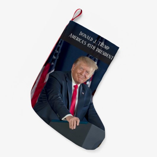 President Donald J. Trump Photo Keepomwille Kleine Kerstsok (Voorkant (Hangend))