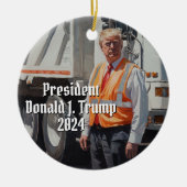 President Donald J. Trump Vuilniswagen Grappig 202 Keramisch Ornament (Voorkant)