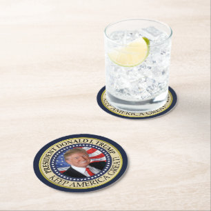 President Donald Trump 2020 Keep America Great Ame Ronde Kartonnen Onderzetter