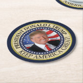 President Donald Trump 2020 Keep America Great Ame Ronde Kartonnen Onderzetter (Gebogen)