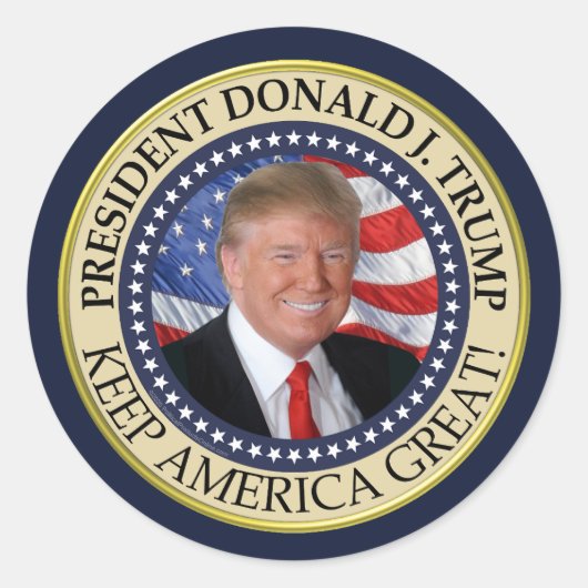 President Donald Trump 2020 Keep America Great Ame Ronde Sticker (Voorkant)