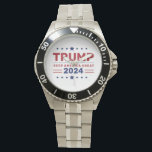 President Donald Trump 2024 houdt Amerika groot Horloge<br><div class="desc">Toon uw steun met het President Donald Trump 2024 Keep America Great Watch! Dit onderscheidende uurwerk is voorzien van de Keep America Great-slogan, die patriottisme en de campagne van 2024 in stijl viert. Ontworpen met hoogwaardige materialen, combineert het duurzaamheid met een gedurfde, symbolische look die perfect is voor dagelijkse draag...</div>