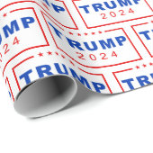 President Donald Trump 2024 Patriottische kerst Cadeaupapier (Rol Hoek)