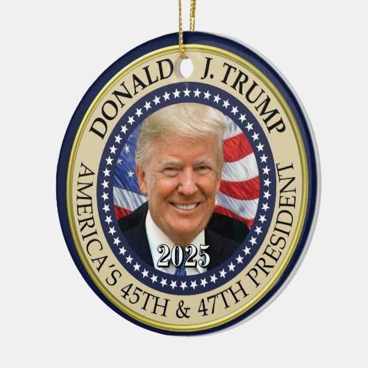 President Donald Trump 47e President 2024 Foto Keramisch Ornament (Links)