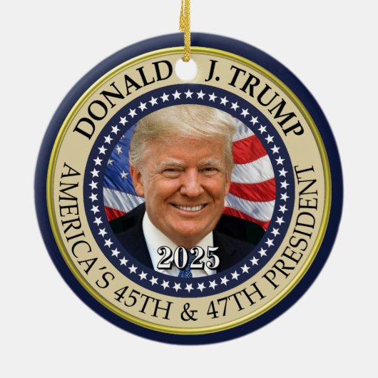 President Donald Trump 47e President 2024 Foto Keramisch Ornament (Achterkant)