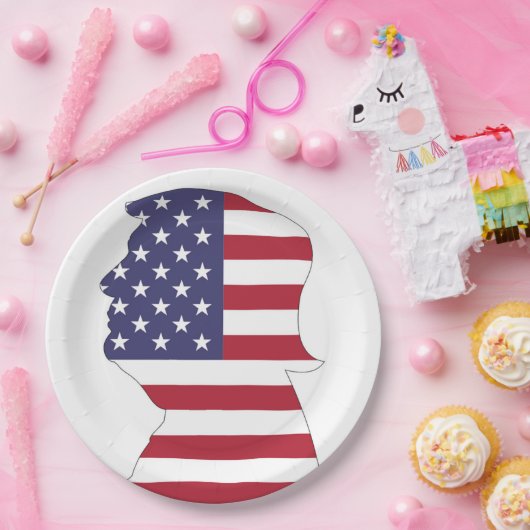 PRESIDENT DONALD TRUMP AMERICAN FLAG PAPIEREN BORDJE (Feest)