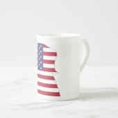 PRESIDENT DONALD TRUMP AMERICAN FLAG PORSELEIN KOP (Voorkant rechts)