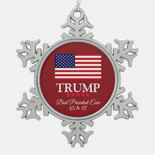 PRESIDENT DONALD TRUMP BESTE PRESIDENT OOIT  TIN SNEEUWVLOK ORNAMENT