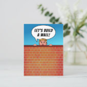 President Donald Trump bouwt een Wall Funny Cartoo Briefkaart (Staand voorkant)