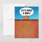 President Donald Trump bouwt een Wall Funny Cartoo Briefkaart (Voorkant / Achterkant)