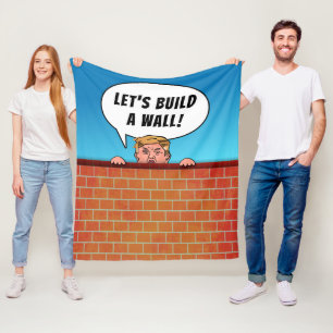 President Donald Trump bouwt een Wall Funny Cartoo Fleece Deken