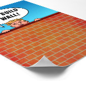 President Donald Trump bouwt een Wall Funny Cartoo Poster (Hoek)