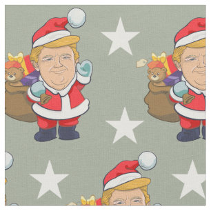 President Donald Trump Cheerful Santa  Kerstkerstk Stof