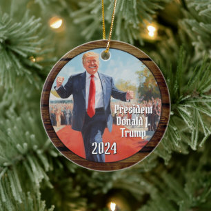 President Donald Trump Dance Funny Christmas 2024 Keramisch Ornament