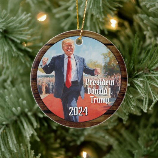 President Donald Trump Dance Funny Christmas 2024 Keramisch Ornament (Boom)