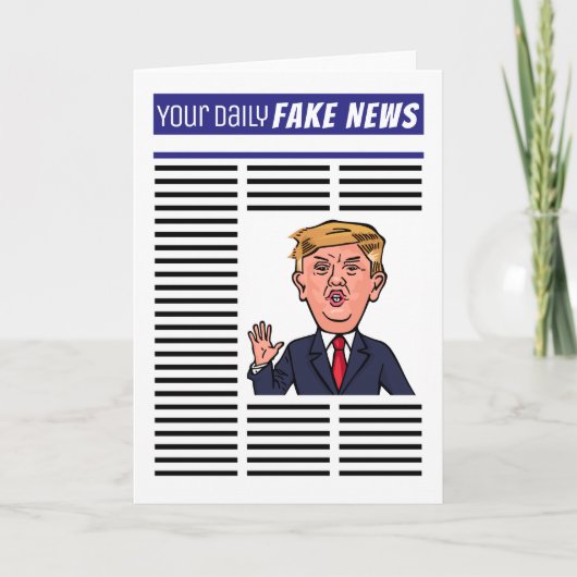 President Donald Trump Fake News Funny Cartoon Feestdagen Kaart (Voorkant)