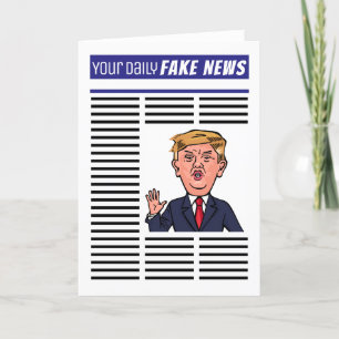 President Donald Trump Fake News Funny Cartoon Feestdagen Kaart