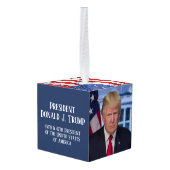 President Donald Trump Foto Kerstmis Kubus Ornament (Achter hoekig)