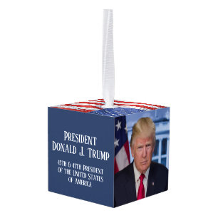 President Donald Trump Foto Kerstmis Kubus Ornament