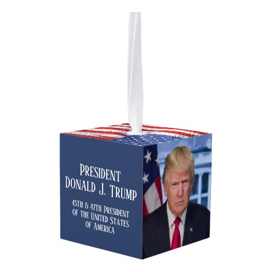 President Donald Trump Foto Kerstmis Kubus Ornament (Achter hoekig)