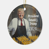 President Donald Trump Franse frietjes Kerst 2024 Keramisch Ornament (Links)