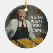 President Donald Trump Franse frietjes Kerst 2024 Keramisch Ornament (Achterkant)