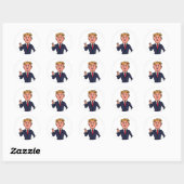President Donald Trump Funny Speech Cartoon USA Ronde Sticker (Vel)