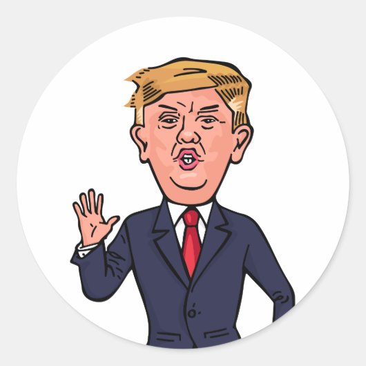 President Donald Trump Funny Speech Cartoon USA Ronde Sticker (Voorkant)