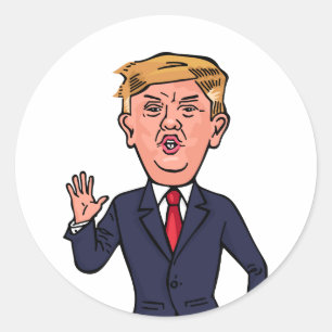 President Donald Trump Funny Speech Cartoon USA Ronde Sticker