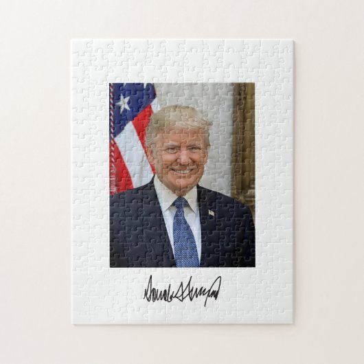 President Donald Trump glimlachend Jigzaag Puzzle Legpuzzel (Verticaal)
