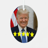 President Donald Trump Goedkeuringsbeoordeling Metalen Ornament (Voorkant links)