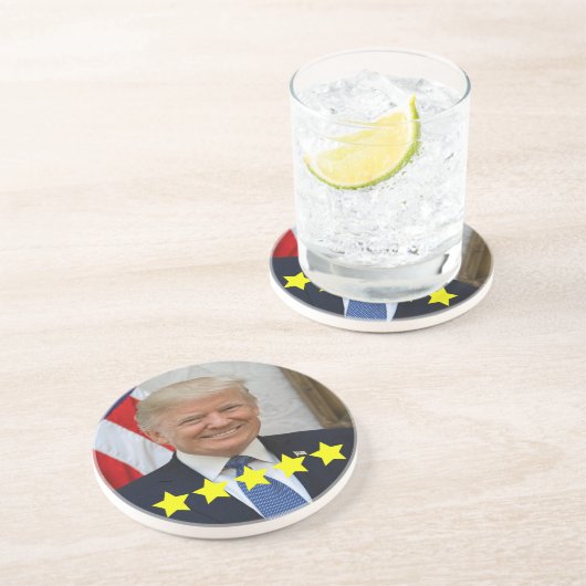 President Donald Trump Goedkeuringsbeoordeling Zandsteen Onderzetter (Zijkant)