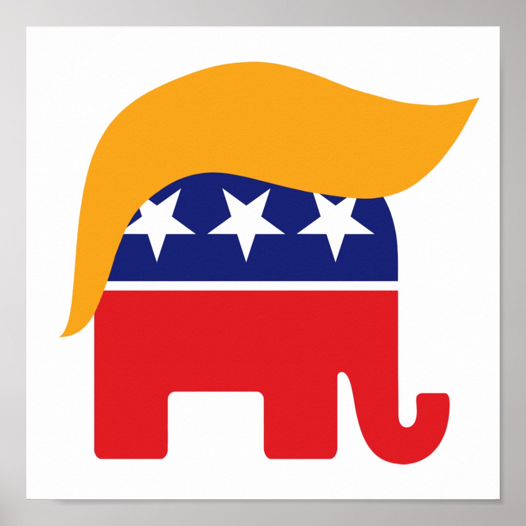 President Donald Trump GOP Elephant Hair Logo Poster | Zazzle.nl