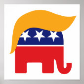 President Donald Trump GOP Elephant Hair Logo Poster (Voorkant)