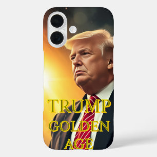 PRESIDENT DONALD TRUMP GOUDEN EEUW iPhone 16 HOESJE