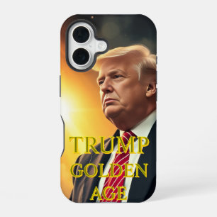 PRESIDENT DONALD TRUMP GOUDEN EEUW iPhone 16 HOESJE