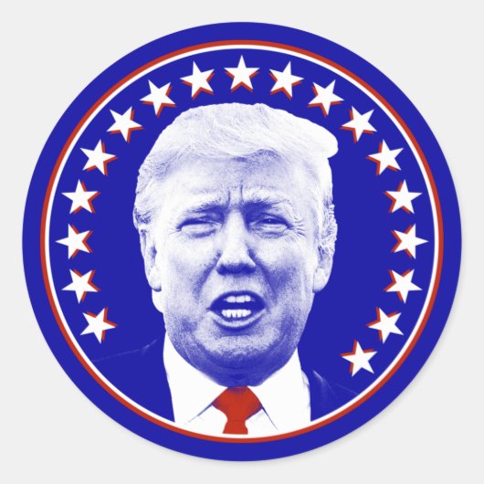 President Donald Trump in Blue Ronde Sticker (Voorkant)