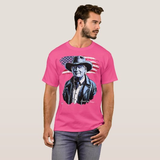 President Donald Trump in Cowboy L T-shirt (Voorkant volledig)