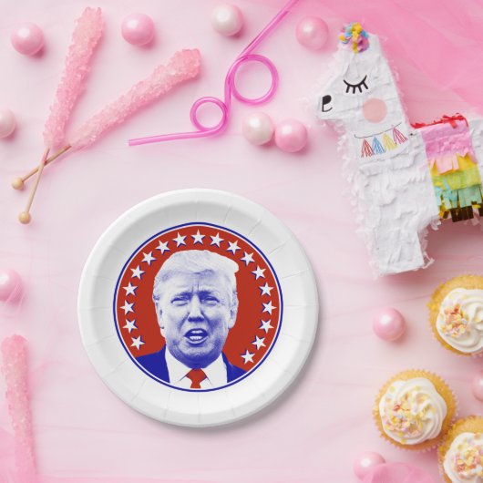 President Donald Trump in het rood Papieren Bordje (Feest)