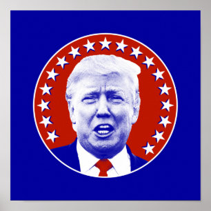 President Donald Trump in het rood Poster