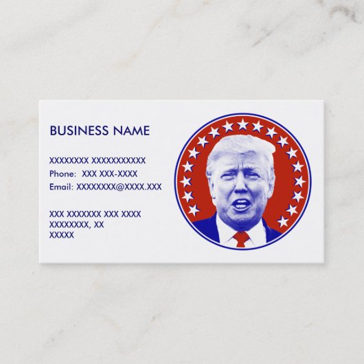 President Donald Trump in het rood Visitekaartje (Voorkant)
