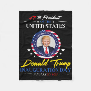 President Donald Trump Inauguratie Dag 2025 47e Fleece Deken