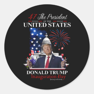 President Donald Trump Inauguratie Dag 2025 Ronde Sticker