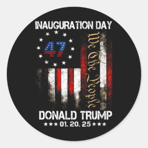 President Donald Trump Inauguratie Dag 2025 Ronde Sticker