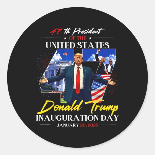 President Donald Trump Inauguratiedag 2025 47e Ronde Sticker (Voorkant)