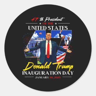 President Donald Trump Inauguratiedag 2025 47e Ronde Sticker