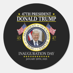 President Donald Trump Inauguratiedag 2025 (op b Ronde Sticker