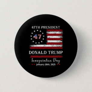 President Donald Trump Inauguratiedag 2025 Vinta Ronde Button 5,7 Cm