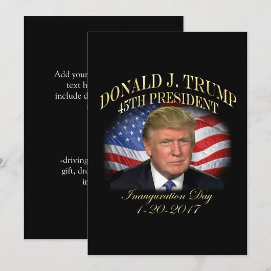 President Donald Trump Inauguration Herdenking Kaart (Voorkant / Achterkant)